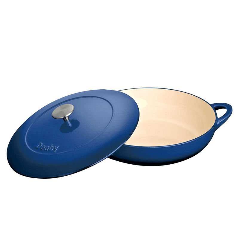 Cast Iron Shallow Casserole Dish, D30 x H13cm, Cobalt Blue