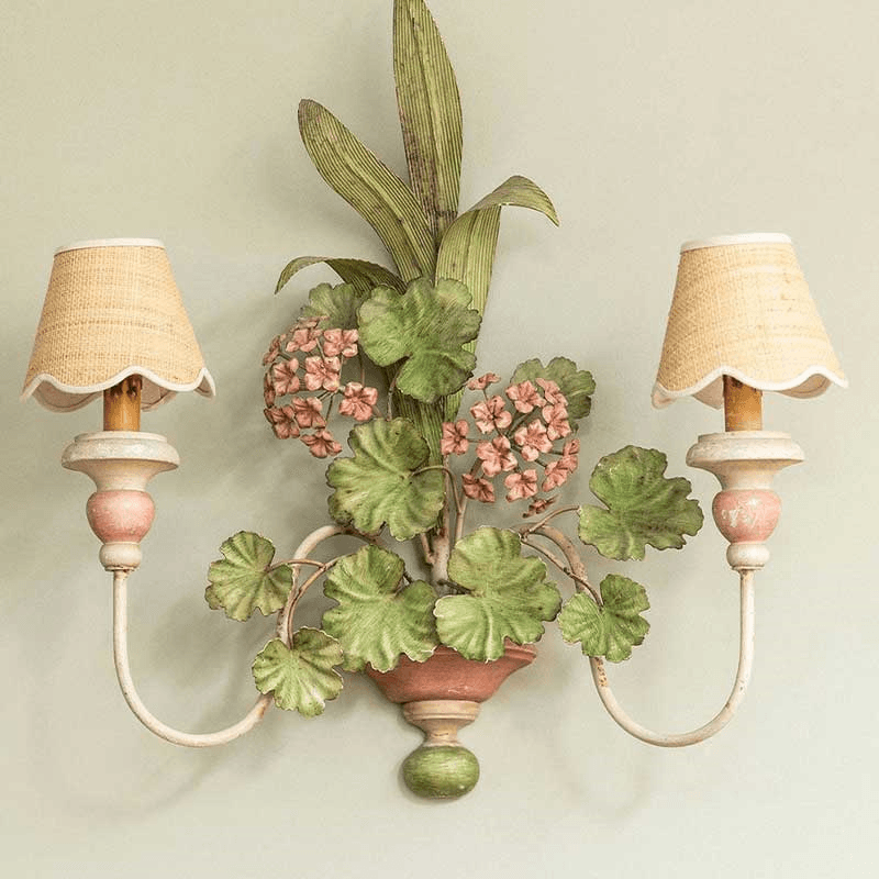 Raffia Scallop Candle Lampshade, Cream Trim