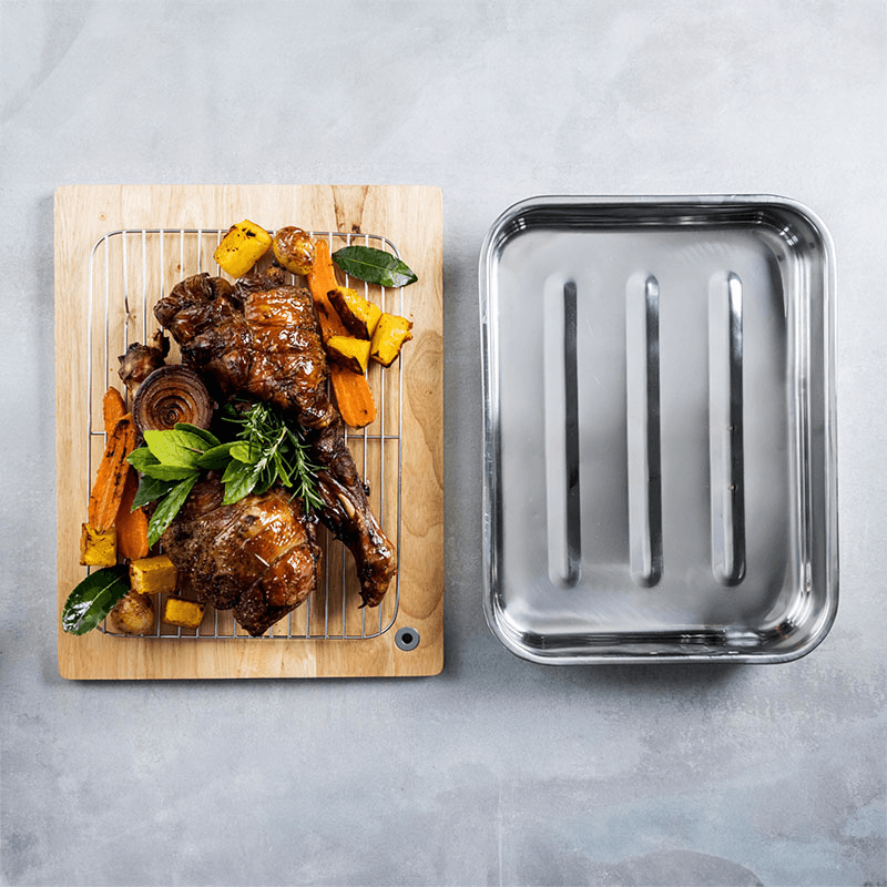Large roaster and rack, 42 x 32cm, Stainless Steel