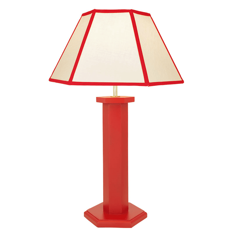 Hexagon Table Lamp Base, H47cm, August Red