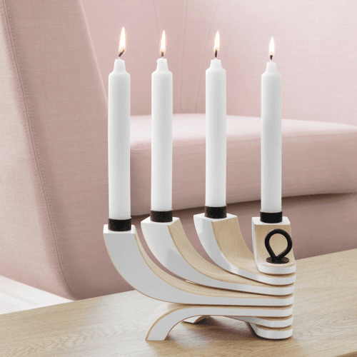 Image showing the Nordic Light Fold-able candle holder, H13 x W20.5 x D5cm, white product.
