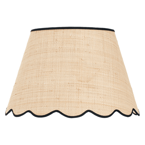 Image showing the Raffia Scallop Large Lampshade, Black Trim product.
