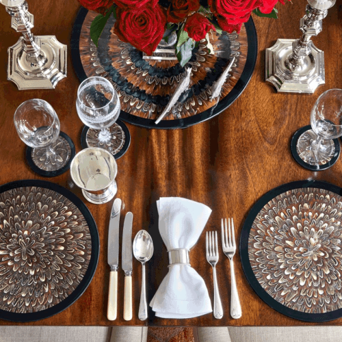 Image showing the Feather and Glass Set of 2 Placemats, D28cm, Cock Pheasant product.