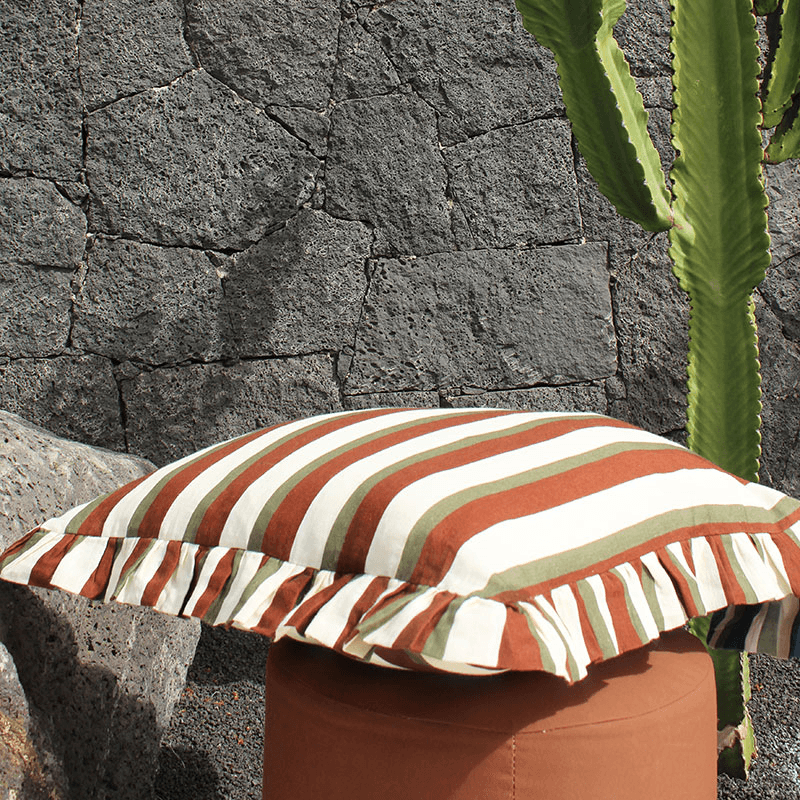 Stripe Cushion Cover, 60 x 60cm, Cinnamon & Olive