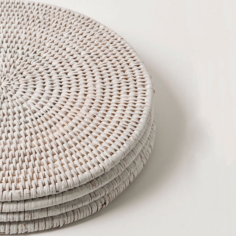 Latha Set of 4 Placemats, D27cm, White