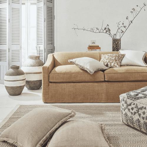 Image showing the Stonewashed Linen Cushion Cover with Fringing, 51cm, Off White product.