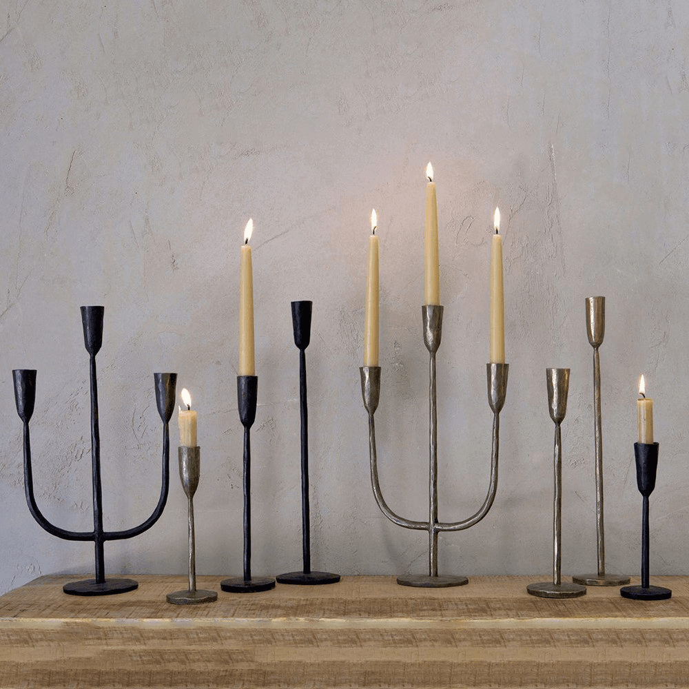 Mbata Candlestick Medium, H30cm, Antique Brass