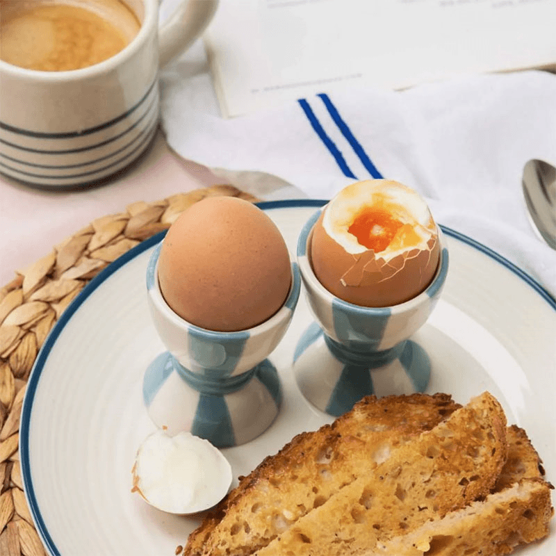 Striped Egg Cup, Blue