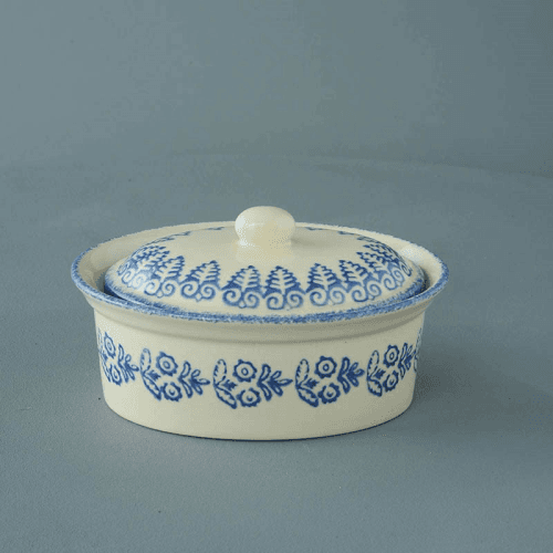 Image showing the Lacey Blue Oval butter dish product.