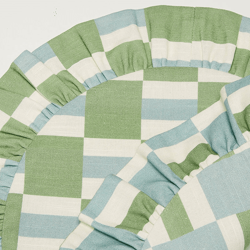 Checkers Reversible Placemat, D39cm, Green & Blue