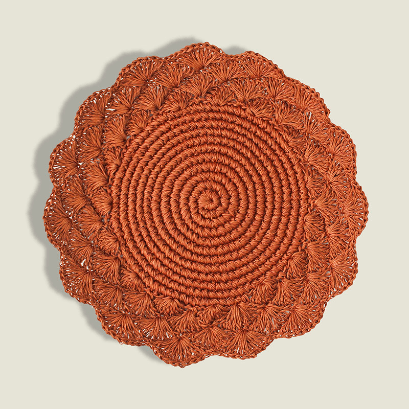 Clara Set of 2 Woven Placemats, D39cm, Terracotta
