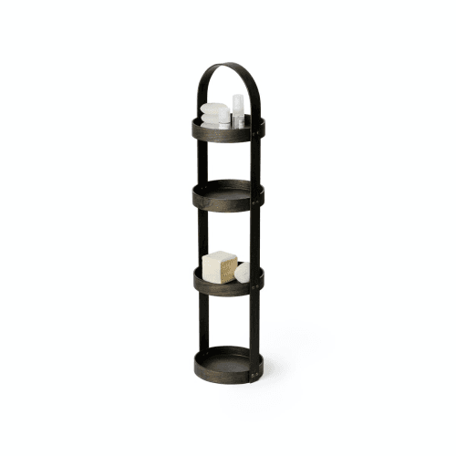 Image showing the Mezza 4 tier round caddy, H86 x W20.4 x D19.4cm, Dark Brown product.