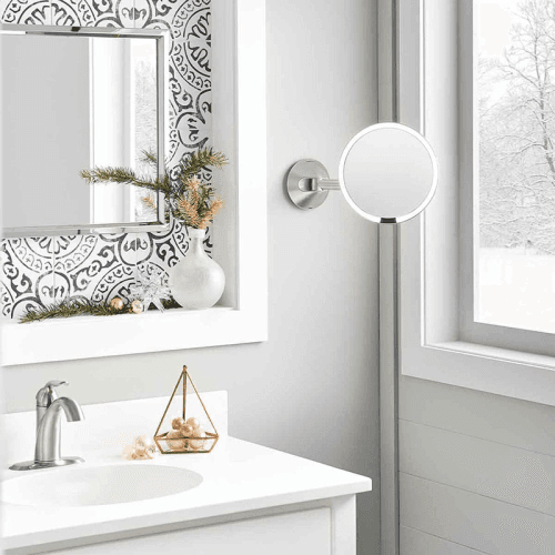 Image showing the Wall Mount Sensor Mirror, D20cm, Brushed Steel product.