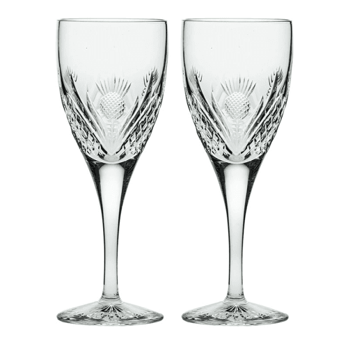 Image showing the Scottish Thistle Set of 2 Wine Glasses, 280ml, Clear product.