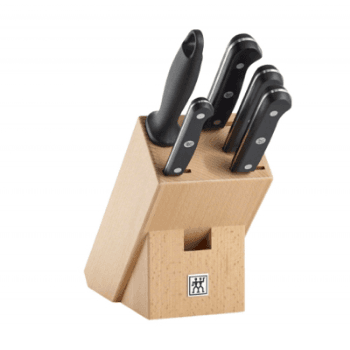 Gourmet 6 piece knife block set, natural wood