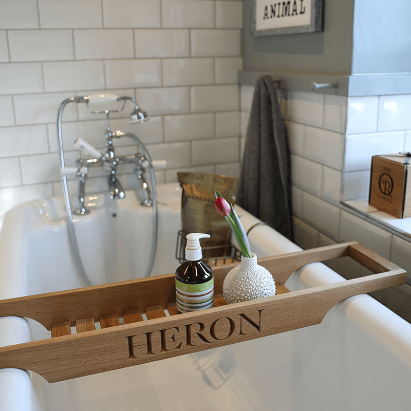 Personalised Slatted Bath Bridge, Oak