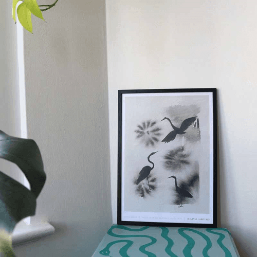 Image showing the Three Birds Recycled Paper Print, A2, Grey product.