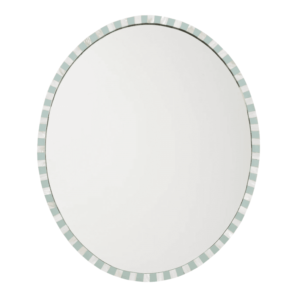 Oval Pearl Mirror, H60 x W50cm, Pale Blue