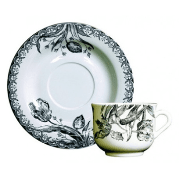 Image showing the Gien- Tulipes Noires, Teacup & Saucer, Set of 2 product.