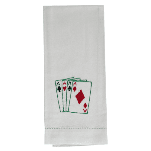 Image showing the Playing Cards Hand Towel, 38 x 58cm, White/Green/Red/Black product.