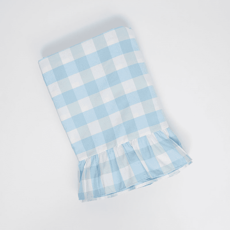 Gingham Tablecloth, 150 x 300cm, Light Blue & White