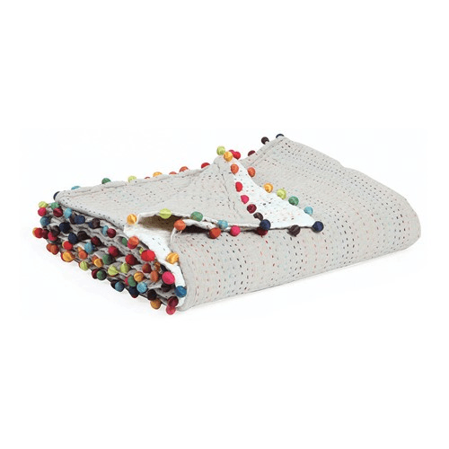 Image showing the Gastounet Throw, 180 x 180cm, Grey/White/Blue/Pink product.