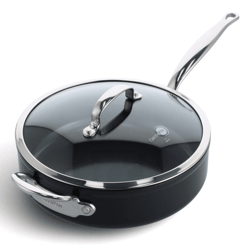 Image showing the Barcelona Pro Non-Stick Skillet with Lid, 28, Black product.