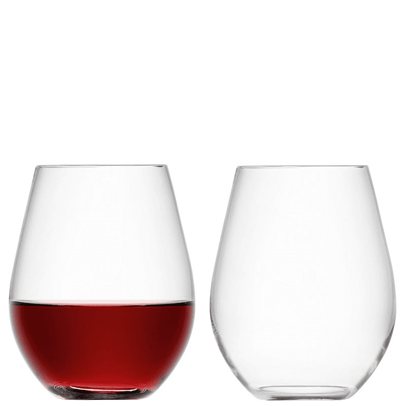 Wine Stemless Red Wine Glasses Set of 2, 530ml, Clear