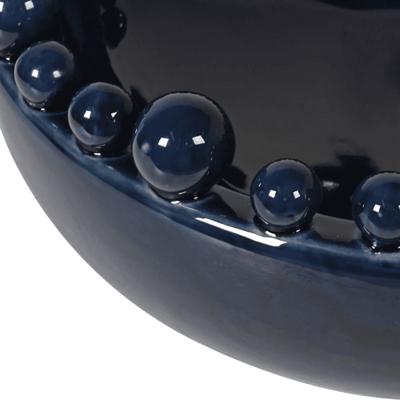 Bobble Edge Ceramic Bowl, D38cm, Dark Blue