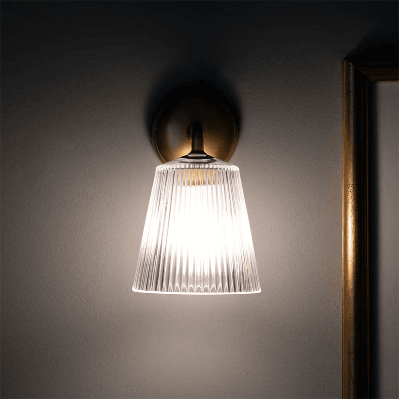 Richmond  Flutted Glass Wall Light, H17cm, Antique Brass