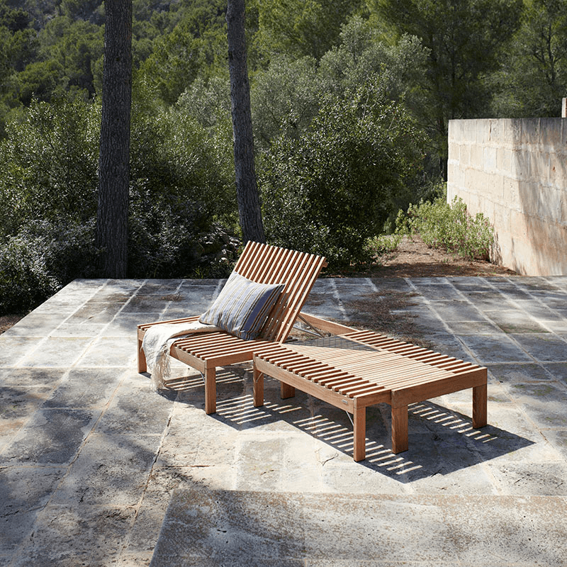 Riviera Lounger with table, 33cmx203cmx67.3cm, Beige/Natural