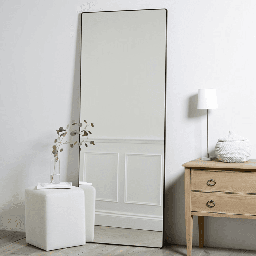 Image showing the Chiltern Rectangular mirror, H189 x W74 x D2.5cm, Black product.