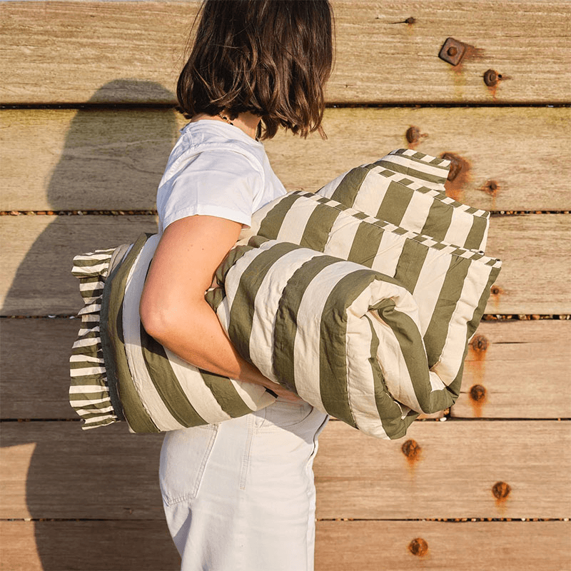 Stripe Quilt, 150 X 200cm, Olive