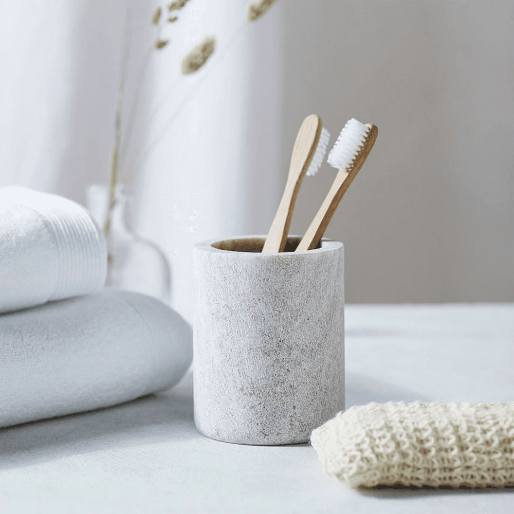 Marble Toothbrush Holder, Beige