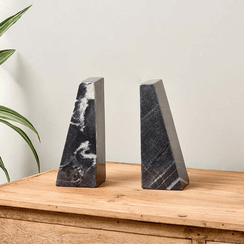 Juda Marble Bookends, H20cm, Black