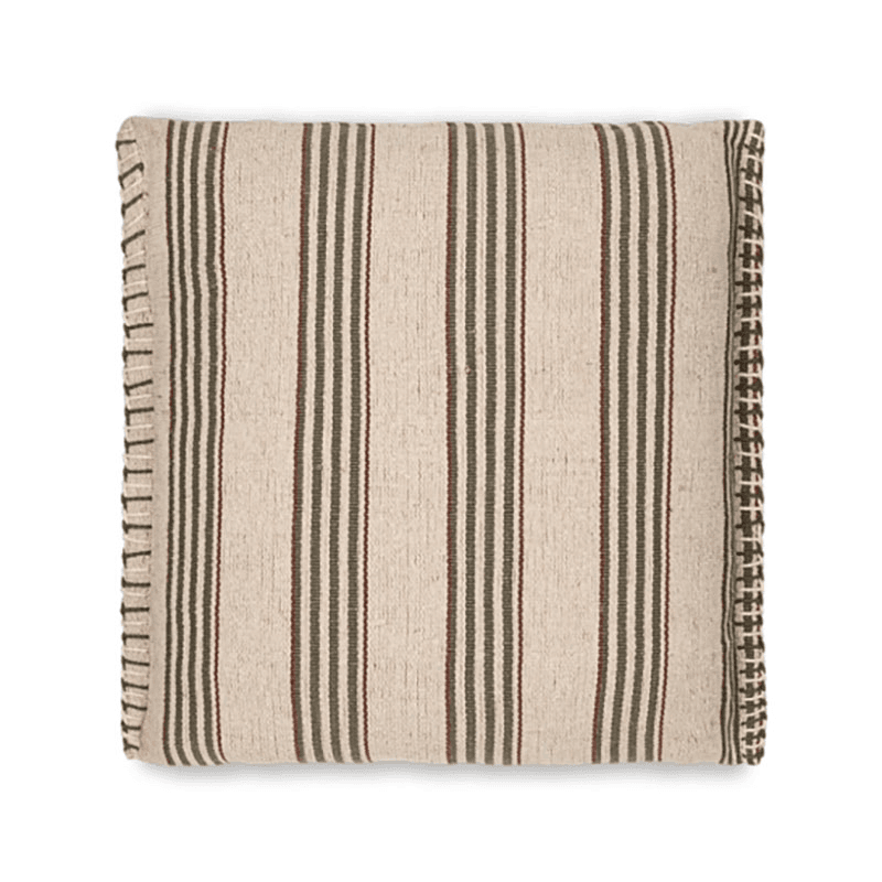 Kaia Jute & Cotton Cushion Cover, 50 x 50cm, Moss Green & Rust