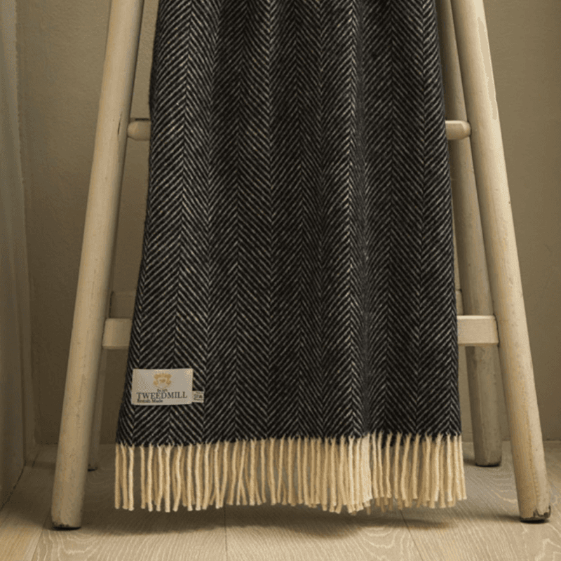 Fishbone Throw, 150 x 183cm, Black