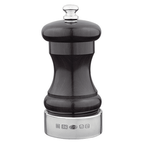 Blackwood Capstan Salt mill, 10.2cm, sterling silver band