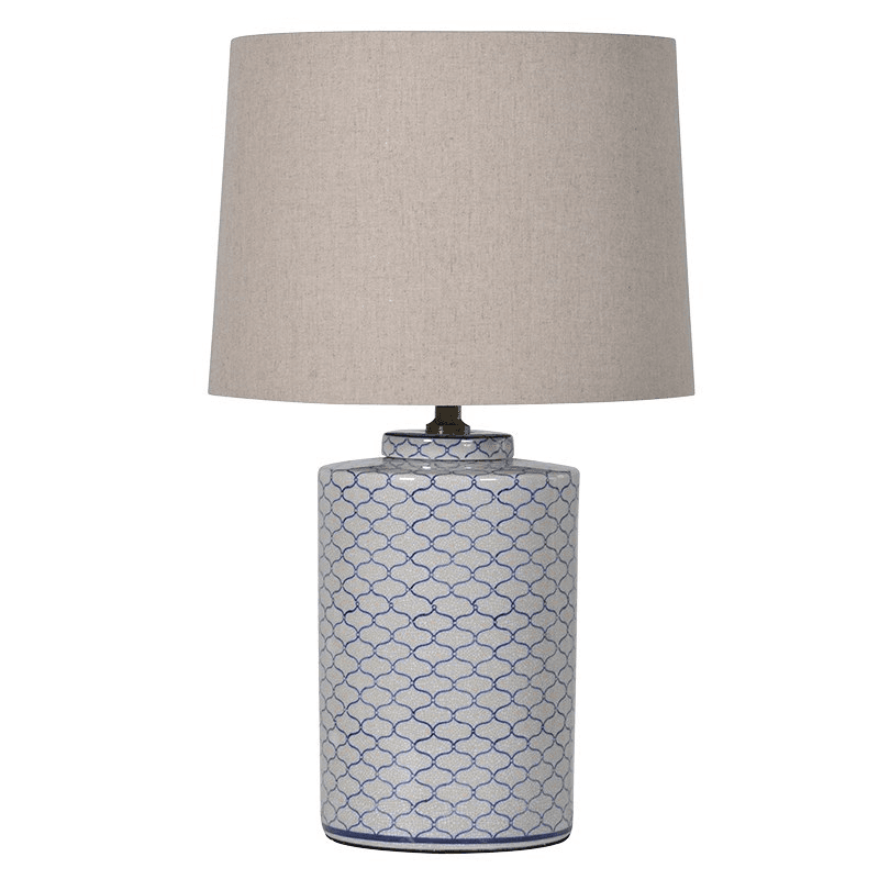 Crackle lamp with shade, 66cm, blue and white