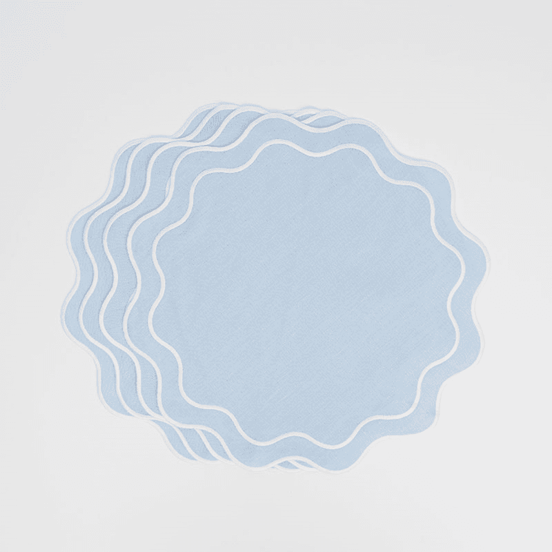 Bella Set of 4 Placemats, D40cm, Blue &  White