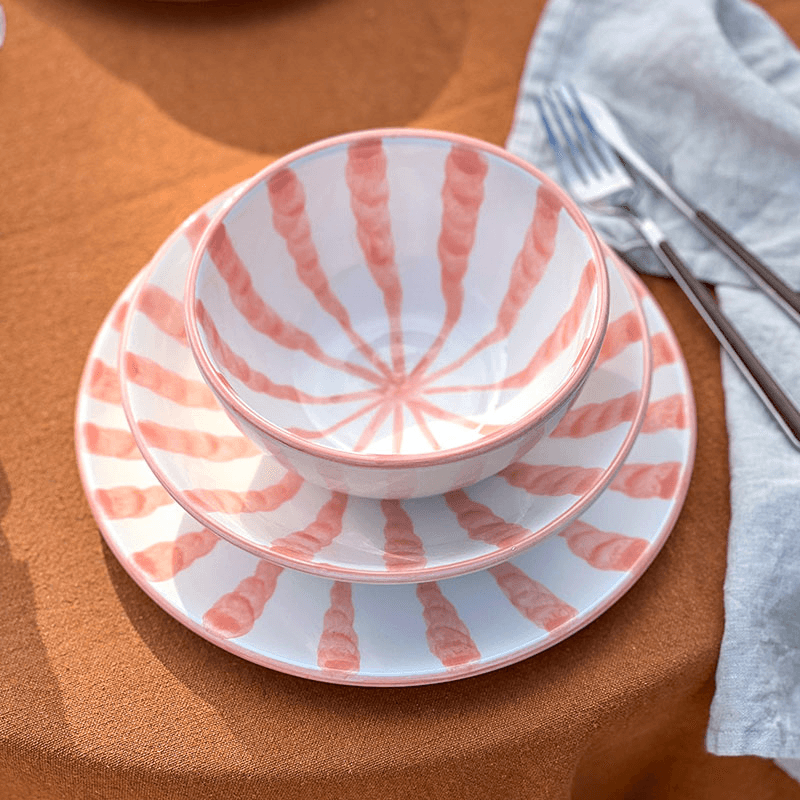 Wave 3 Piece Dinner Set, Blush
