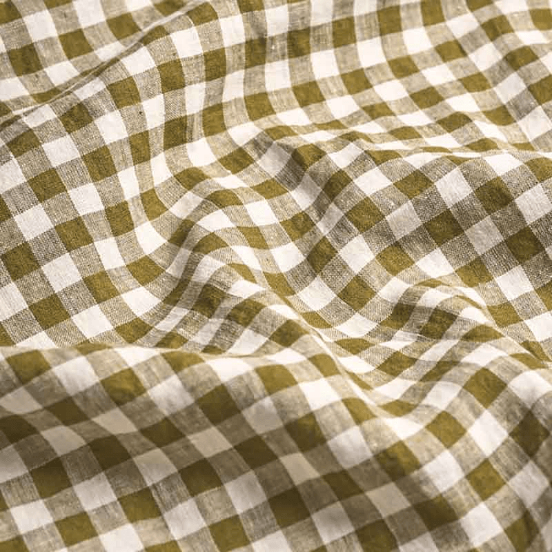 Gingham Fitted Sheet, King, Botanical Green