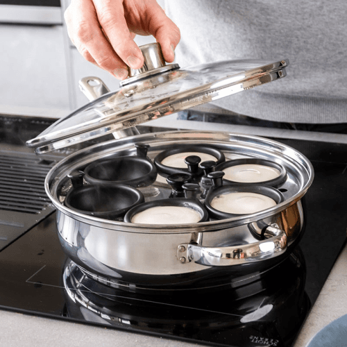 Image showing the Clearview Egg poacher with 6 compartments, 28cm, stainless steel product.