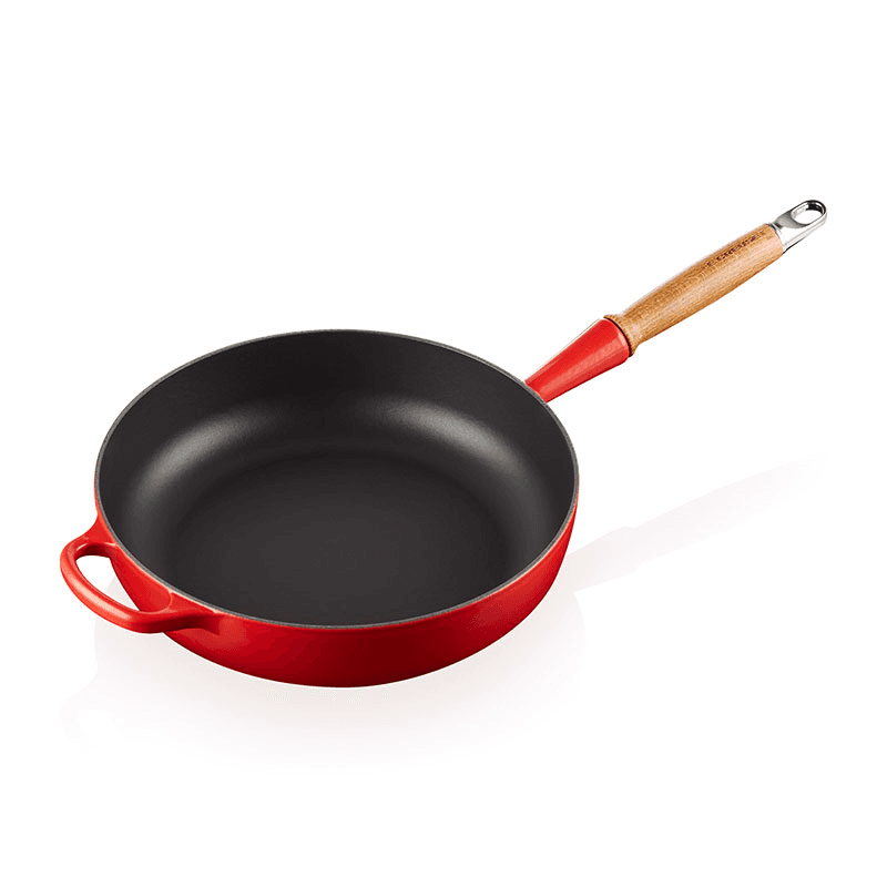 Signature Cast Iron Saute Pan with Wooden Handle, 28cm, Cerise