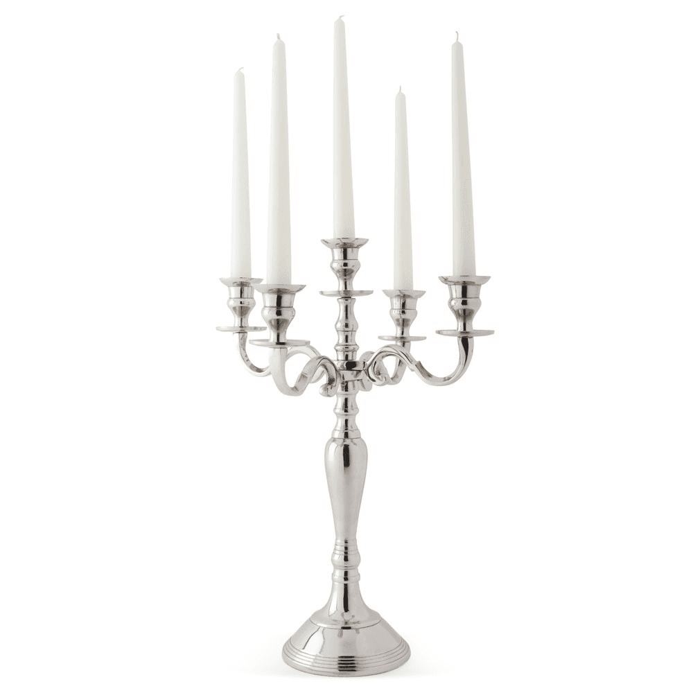 Classic 5 arm candelabra, 38cm, Aluminium And Nickel
