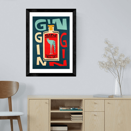Image showing the Fox and Velvet Gin Gin Gin Art Print, H61.5 x W44cm, Multi product.