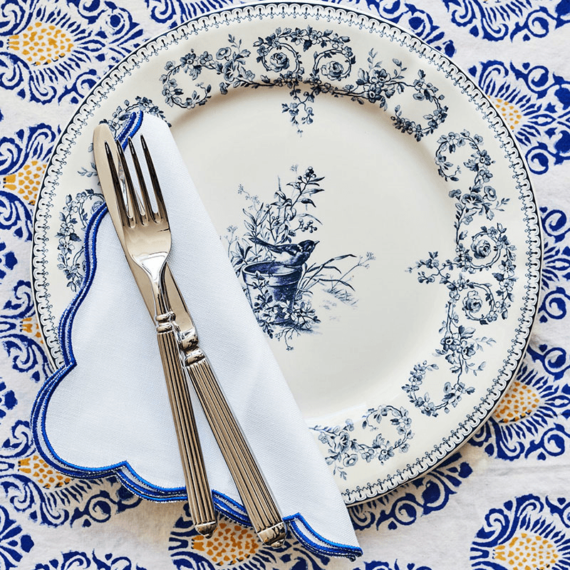 Scallop Set of 4 Napkins, L40 x W40cm, Bright Blue