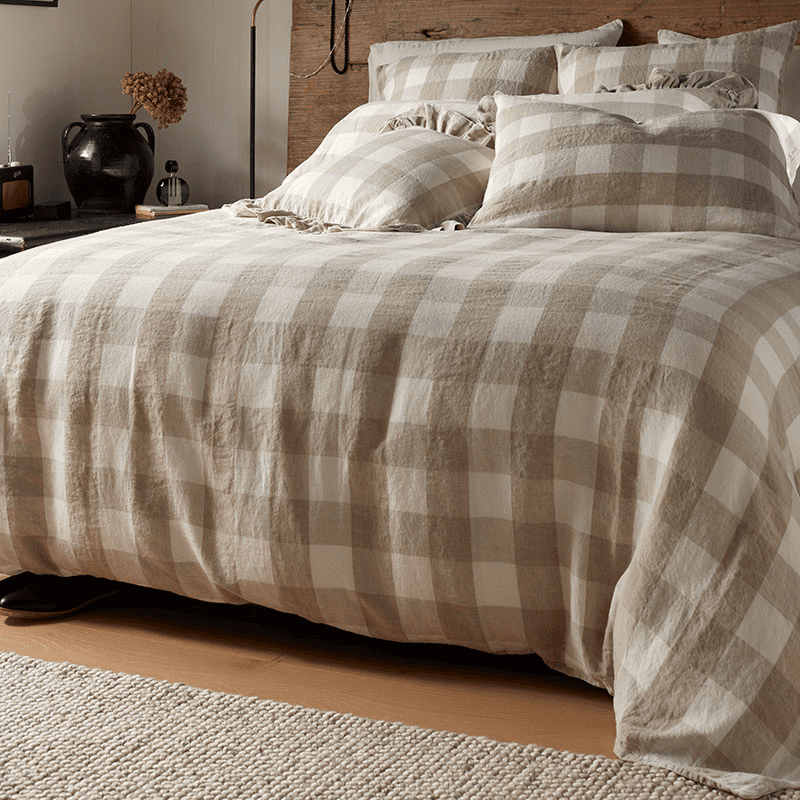 Gracie Gingham Duvet Cover, Double, Natural