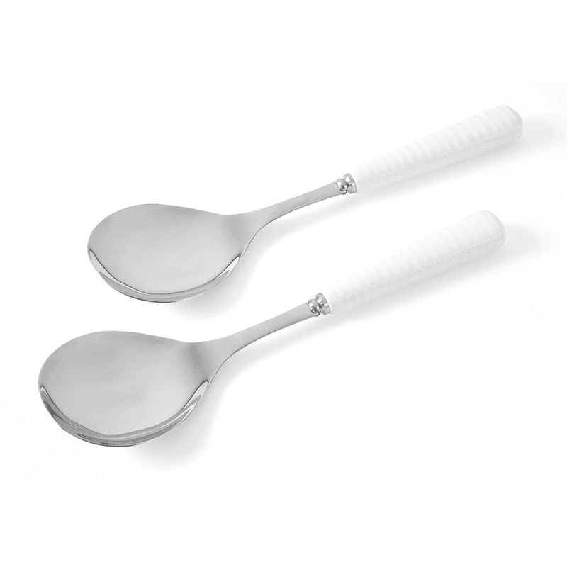 Pair of Salad Servers, White/Silver