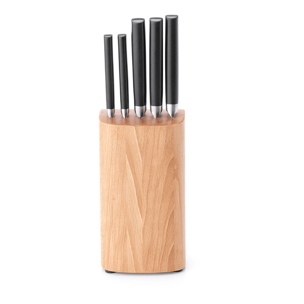 Knife block with knives, H38 x W16 x D11cm, Black
